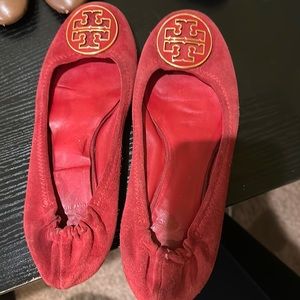 Tory Burch red flats suede